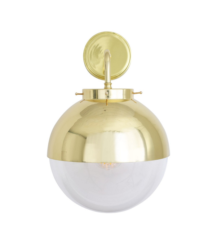Florence Globe Wall Light Polished Brass Clear Glass-2