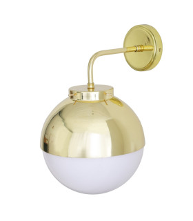 Florence Globe Wall Light Polished Brass Opal Glass-2