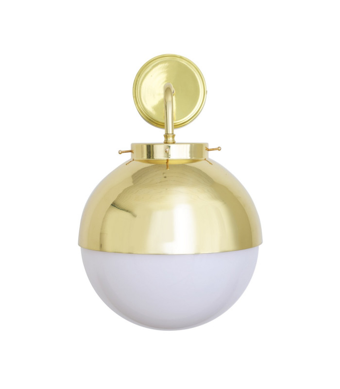 Florence Globe Wall Light Polished Brass Opal Glass-3