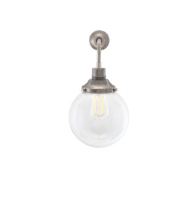 Bamako 20cm Globe Wall Light Antique Silver Clear Glass-2