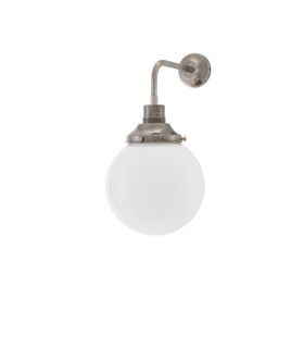 Bamako 20cm Globe Wall Light Antique Silver Opal Glass-1