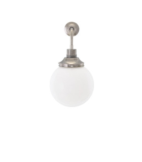 Bamako 20cm Globe Wall Light Antique Silver Opal Glass-2
