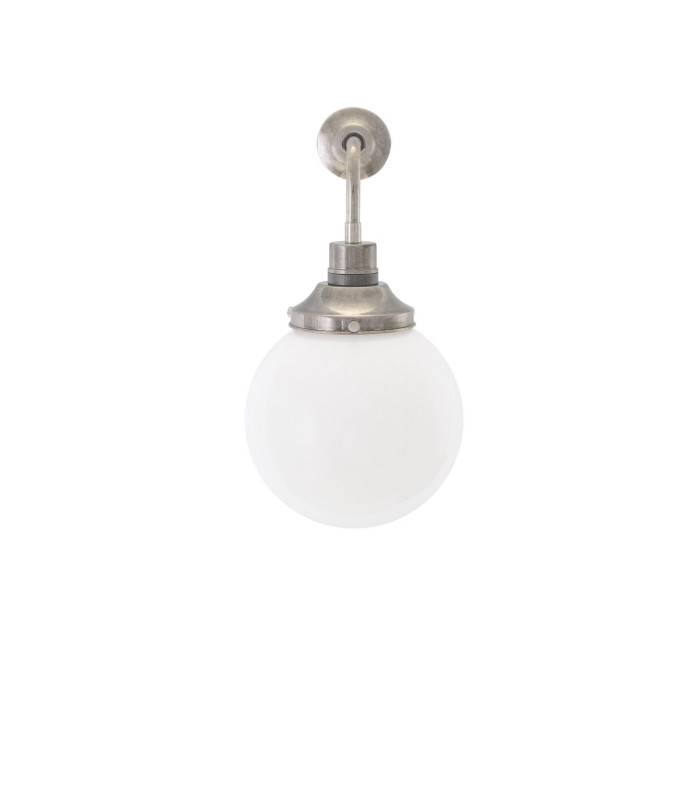Bamako 20cm Globe Wall Light Antique Silver Opal Glass-2
