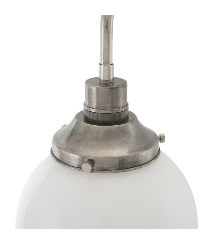 Bamako 20cm Globe Wall Light Antique Silver Opal Glass-4