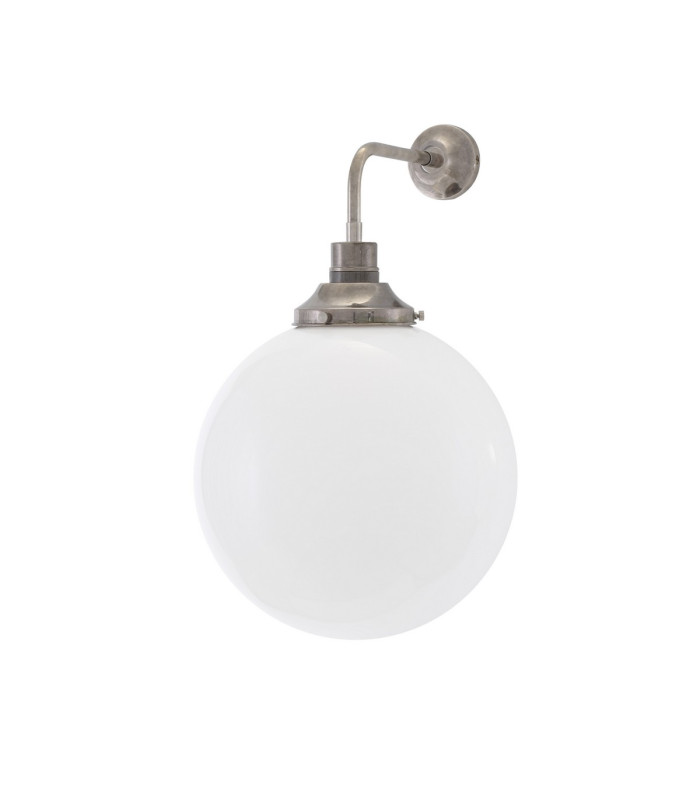 Bamako 30cm Globe Wall Light Antique Silver Opal Glass-1