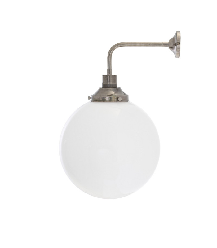 Bamako 30cm Globe Wall Light Antique Silver Opal Glass-3
