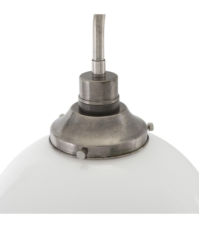 Bamako 30cm Globe Wall Light Antique Silver Opal Glass-4