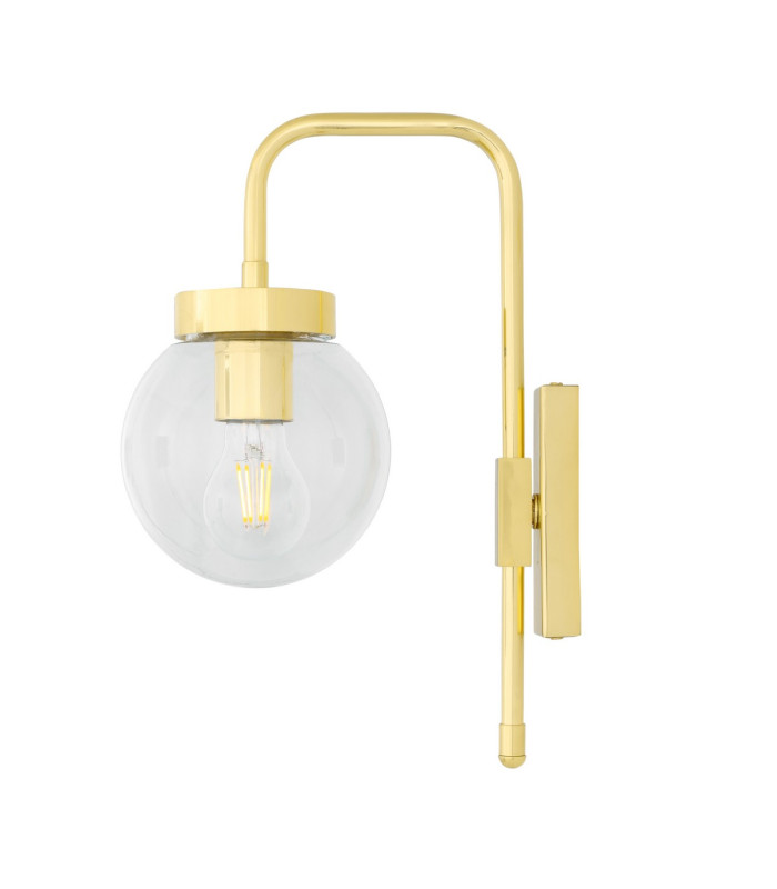 Auburn Globe Wall Light Polished Brass Clear Glass-3