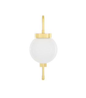 Auburn Globe Wall Light Polished Brass Opal Glass-2