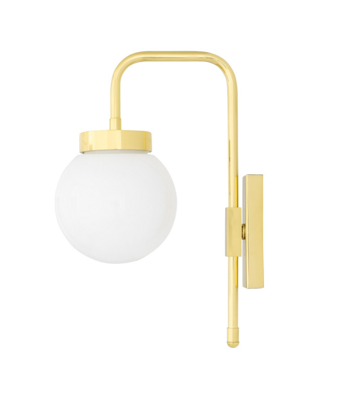 Auburn Globe Wall Light Polished Brass Opal Glass-3