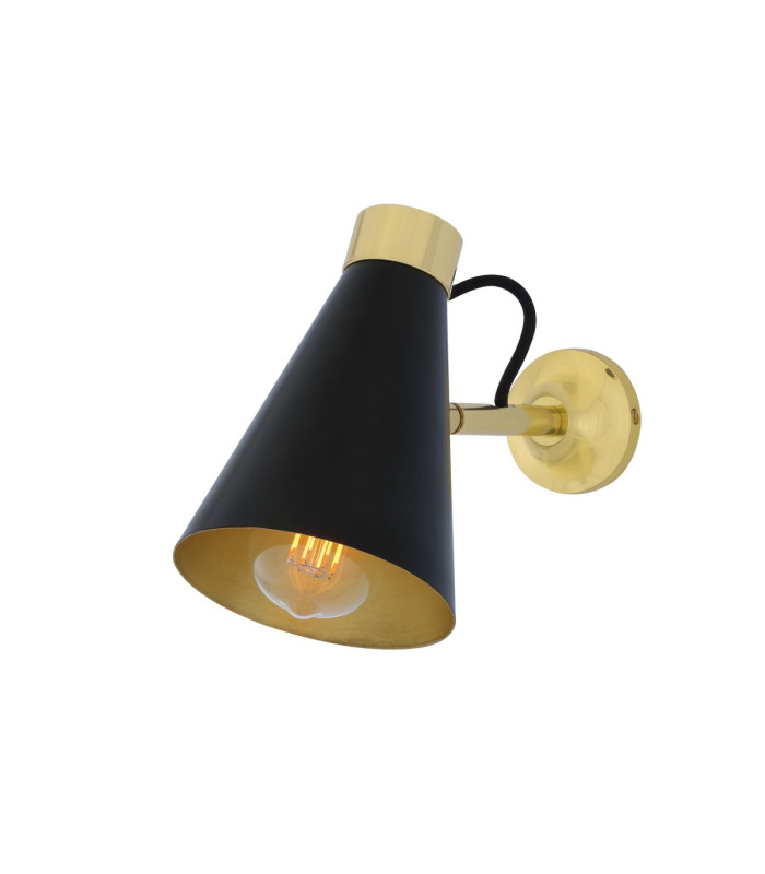 Preston Wall Light Matt Black and Polished Brass-1