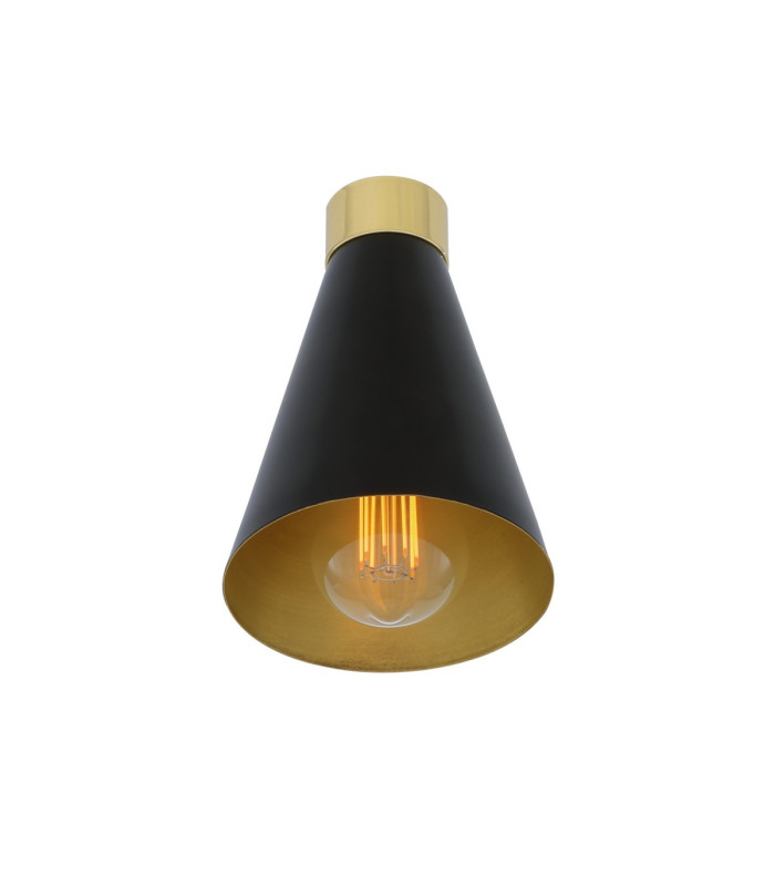 Preston Wall Light Matt Black and Polished Brass-3