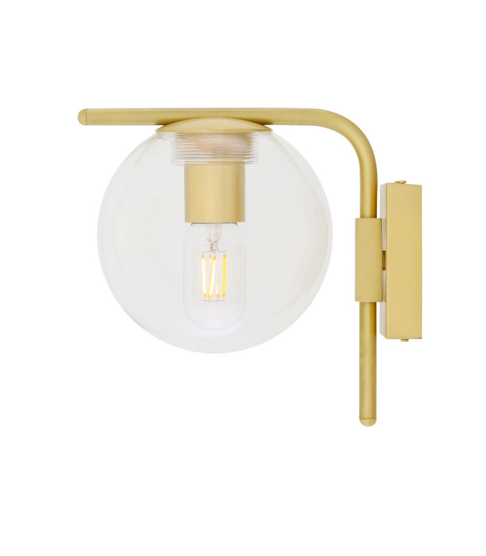 Madison Globe Wall Light Satin Brass Clear Glass-2