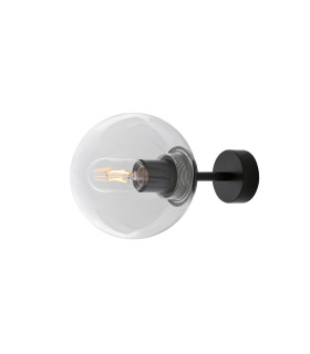 Venice Globe Wall Light Matt Black Clear Glass-1