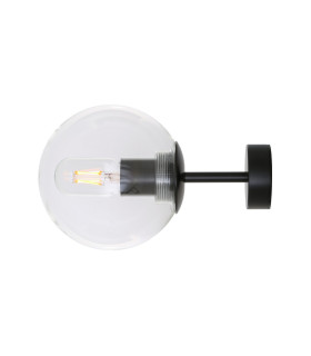 Venice Globe Wall Light Matt Black Clear Glass-2