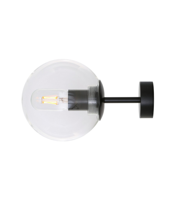 Venice Globe Wall Light Matt Black Clear Glass-2
