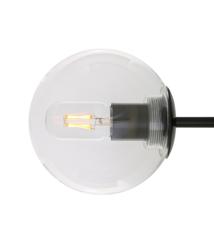 Venice Globe Wall Light Matt Black Clear Glass-3