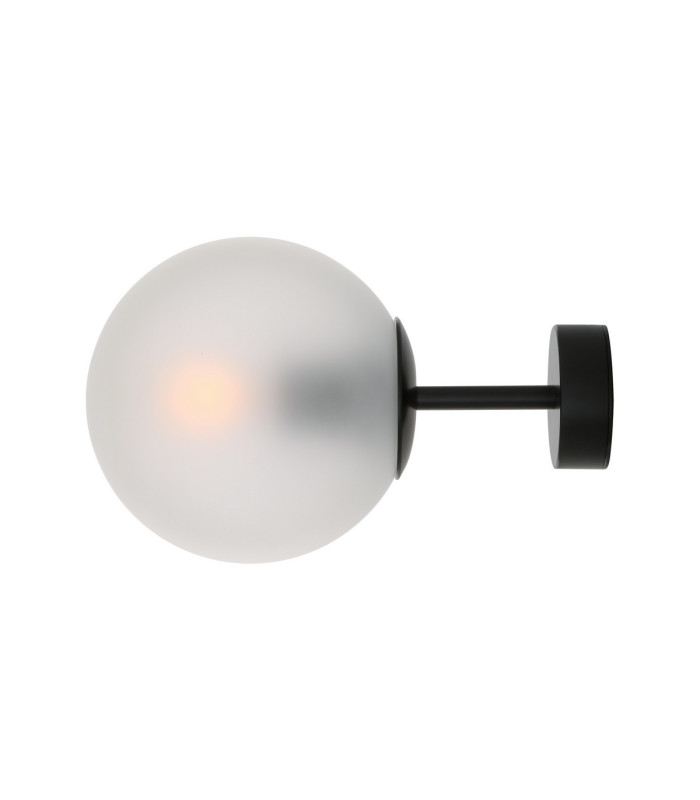 Venice Globe Wall Light Matt Black Frosted Glass-2