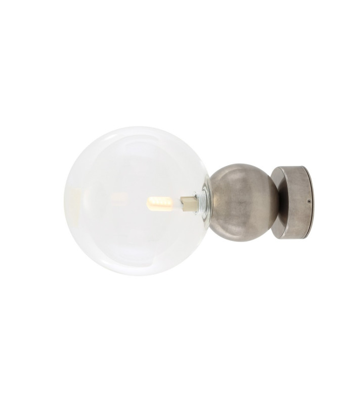 Helena Globe Wall Light Antique Silver Clear Glass