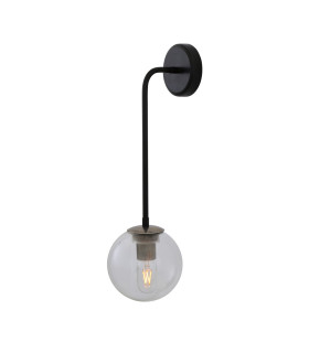 Newport Globe Wall Light Matt Black & Antique Silver Clear-1