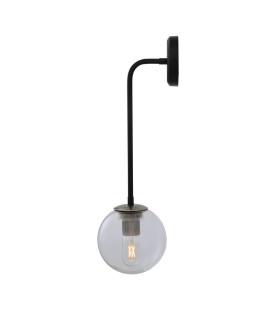 Newport Globe Wall Light Matt Black & Antique Silver Clear-2