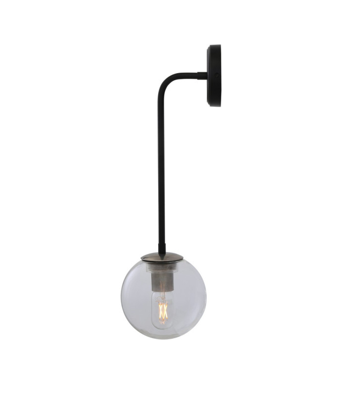 Newport Globe Wall Light Matt Black & Antique Silver Clear-2