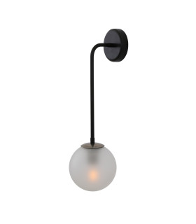 Newport Globe Wall Light Matt Black & Antique Silver Frosted-1