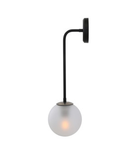 Newport Globe Wall Light Matt Black & Antique Silver Frosted-2