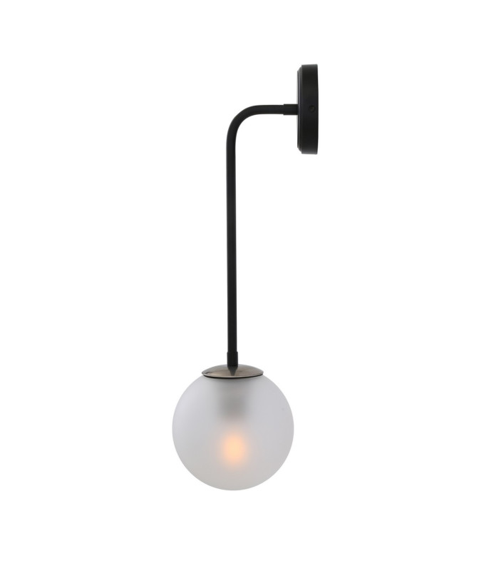 Newport Globe Wall Light Matt Black & Antique Silver Frosted-2