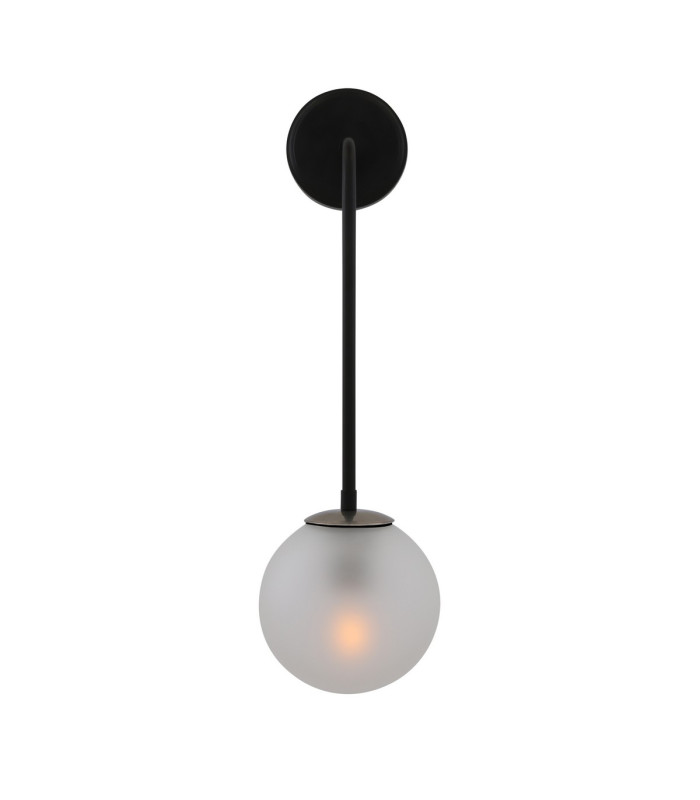 Newport Globe Wall Light Matt Black & Antique Silver Frosted-3