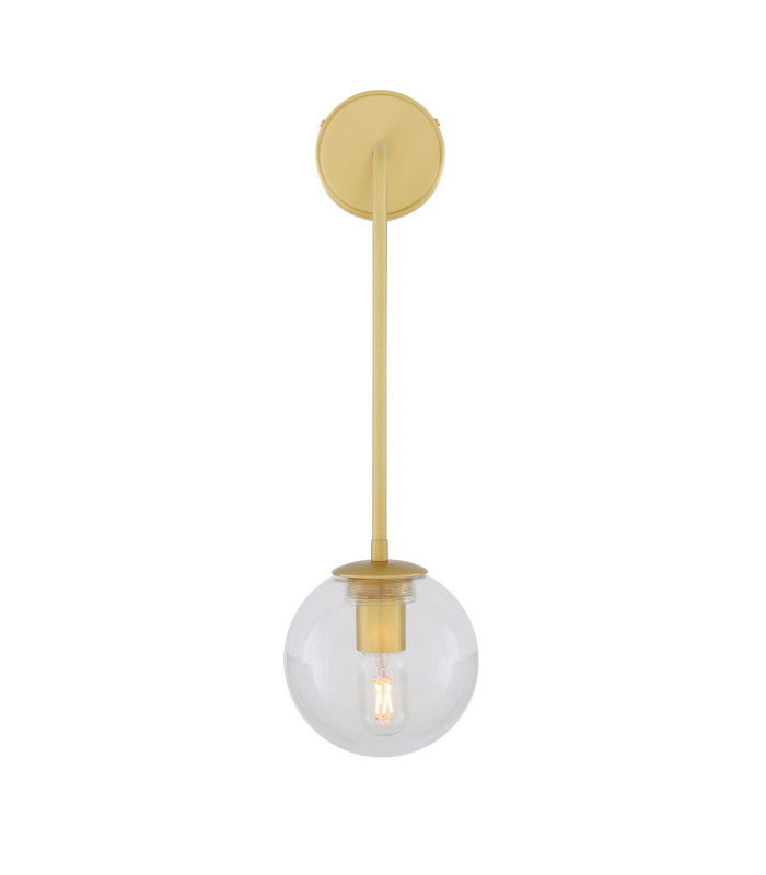 Westport Globe Wall Light Satin Brass Clear
