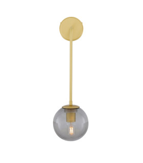 Westport Globe Wall Light Satin Brass Smoked