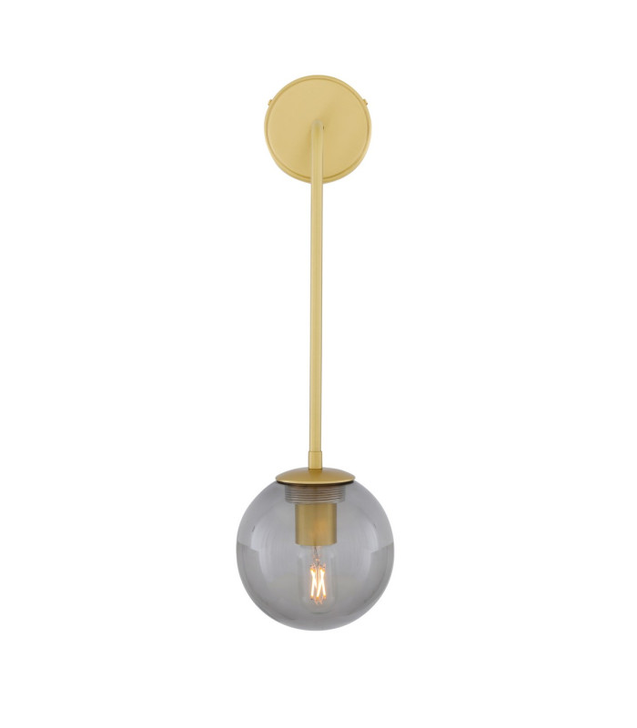 Westport Globe Wall Light Satin Brass Smoked