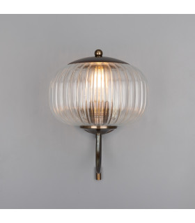 Nehir Globe Wall Light Antique Brass Plain Finial Pull Chain-2