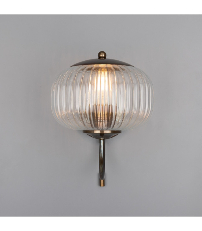 Nehir Globe Wall Light Antique Brass Plain Finial Pull Chain-2