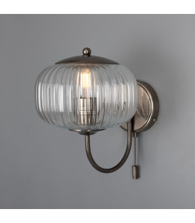 Nehir Globe Wall Light Antique Silver Plain Finial Pull Chain-1