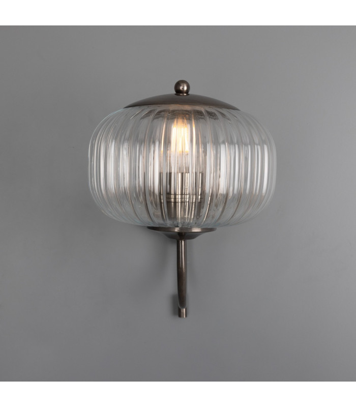 Nehir Globe Wall Light Antique Silver Plain Finial Pull Chain-2