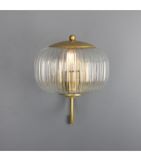 Nehir Globe Wall Light Satin Brass Plain Finial Pull Chain-2
