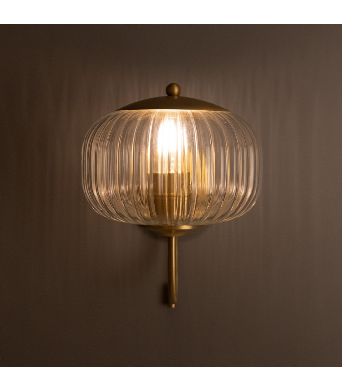 Nehir Globe Wall Light Satin Brass Plain Finial Pull Chain-4