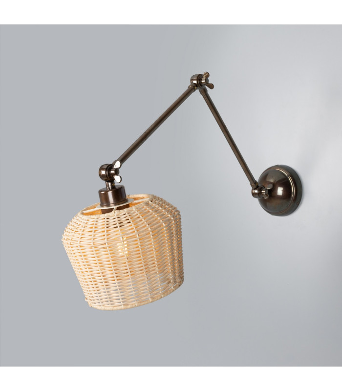 Manila Rattan Small Wall Light Antique Brass-1