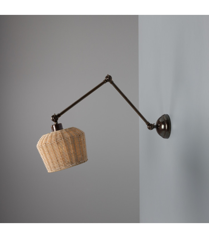Manila Rattan Small Wall Light Antique Brass-3