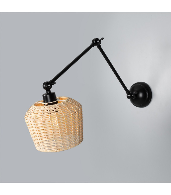 Manila Rattan Small Wall Light Matte Black-1