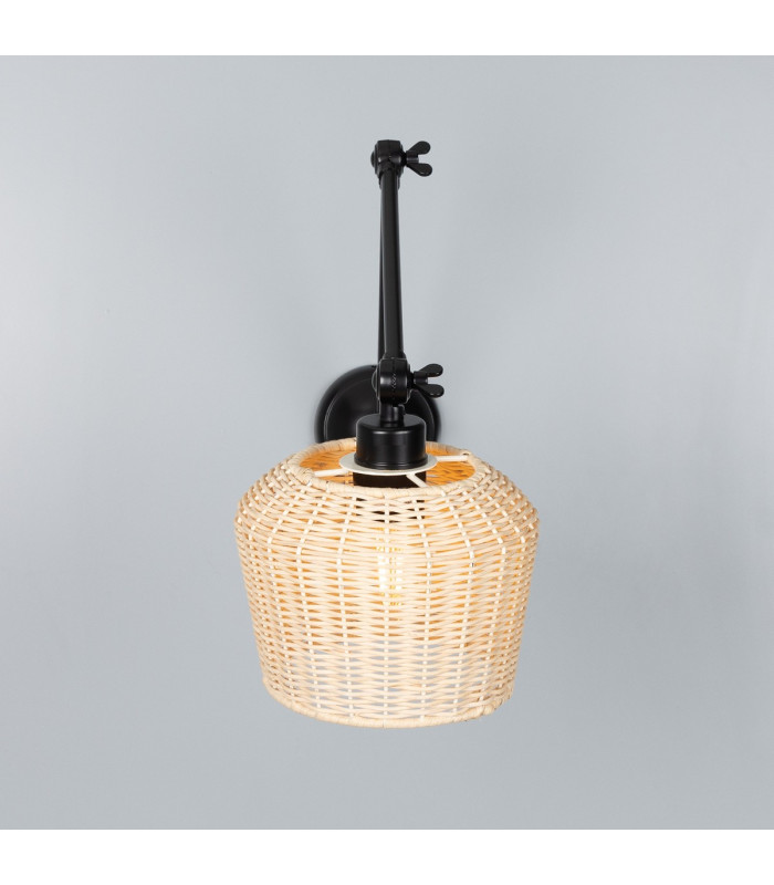 Manila Rattan Small Wall Light Matte Black-2