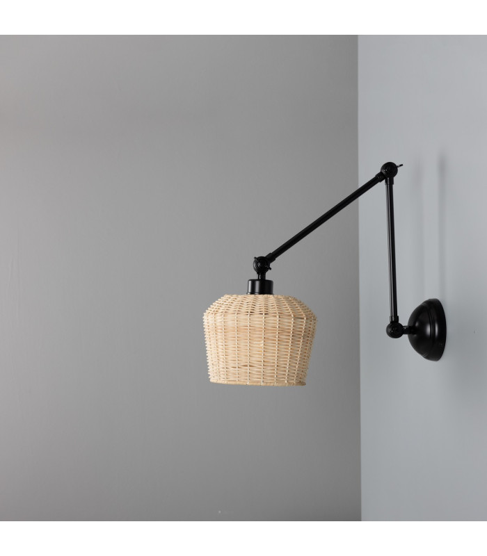 Manila Rattan Small Wall Light Matte Black-5