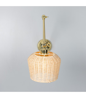 Manila Rattan Small Wall Light Polished Brass-2