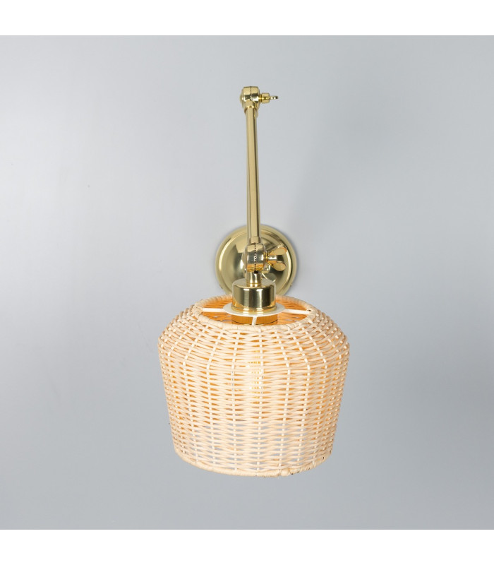 Manila Rattan Small Wall Light Polished Brass-2