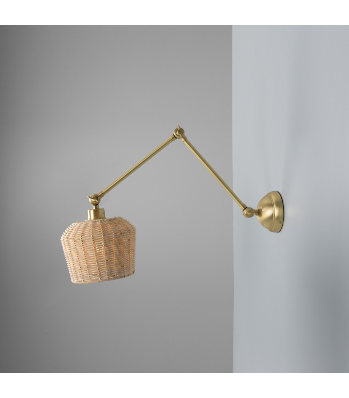 Manila Rattan Small Wall Light Satin Brass-3