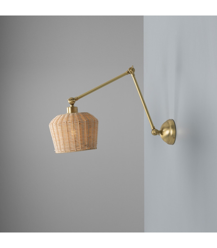 Manila Rattan Small Wall Light Satin Brass-4