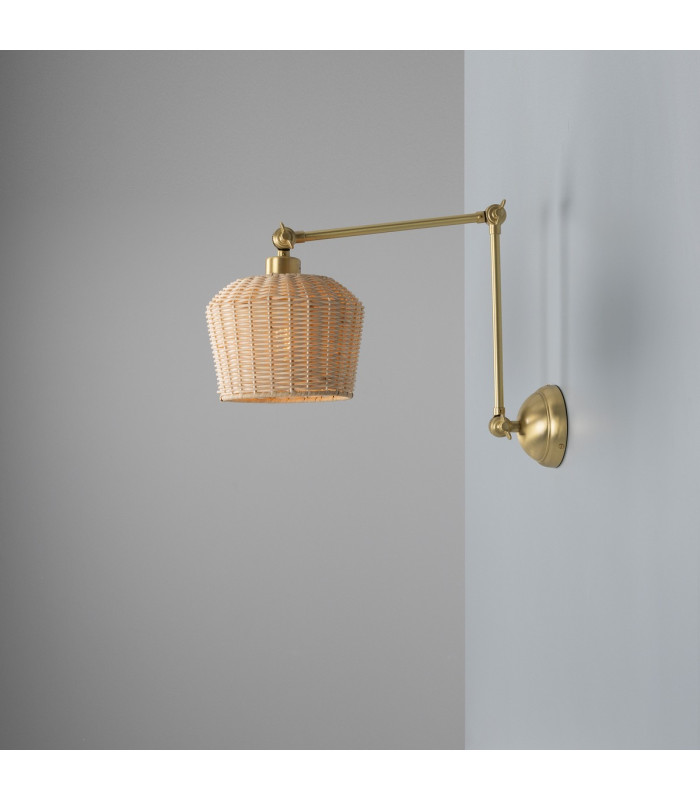 Manila Rattan Small Wall Light Satin Brass-5