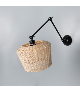 Manila Rattan Large Wall Light Matte Black-1